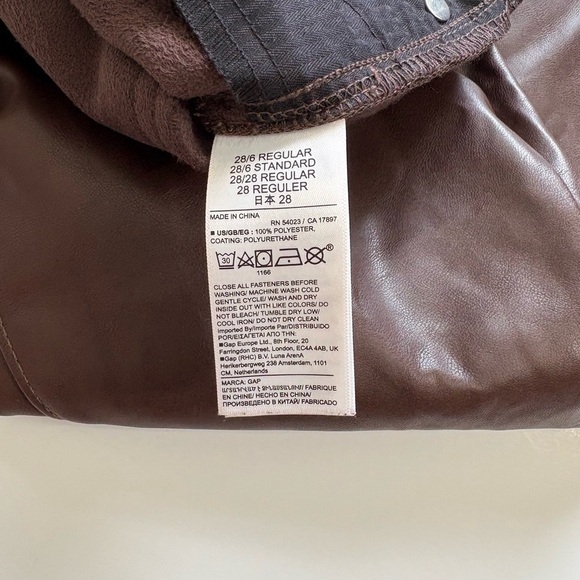Gap Vintage Slim Faux Leather Pants Espresso Brown Size 28 / 6R New with Tags - Picture 5 of 11